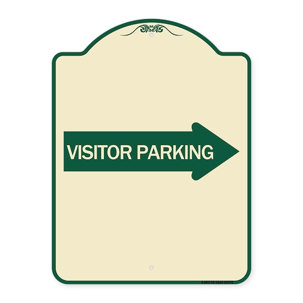 Visitor Parking With Right Arrow Heavy-Gauge Aluminum Architectural Sign, 24" x 18", TG-1824-24376